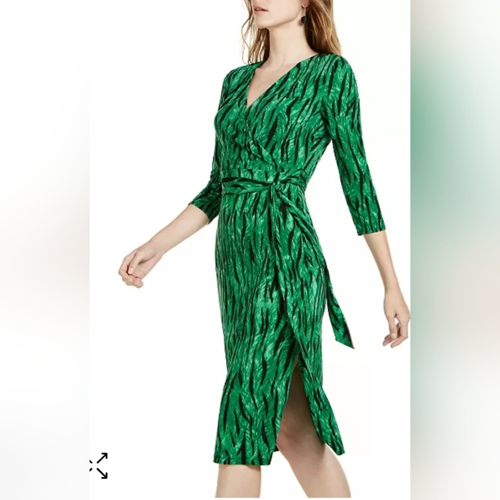 INC Side-Tie Faux-Wrap Dress